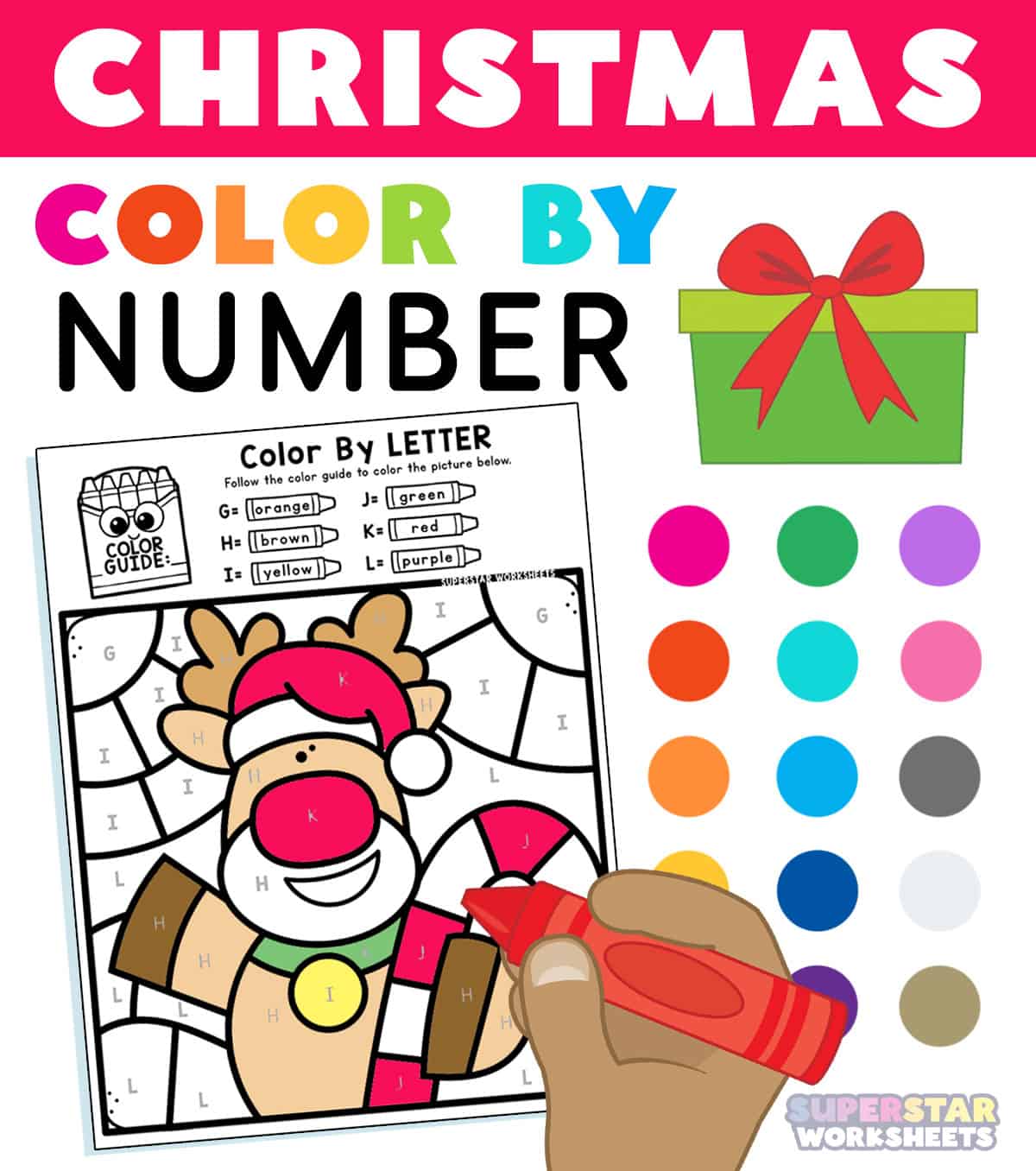christmas colornumber - superstar worksheets